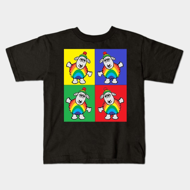 Sheep,Tattoo,rainbow,pop 2 by LowEndGraphics Kids T-Shirt by LowEndGraphics